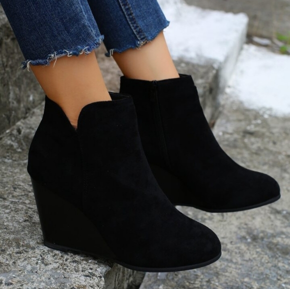 suede wedges booties